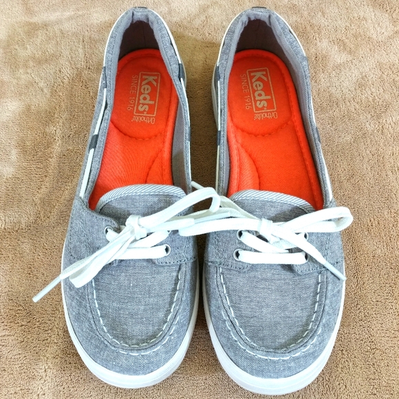 Keds Shoes - Size 7.5 Keds Ortholite Canvas Boat Shoes Drizzle Gray WF57106